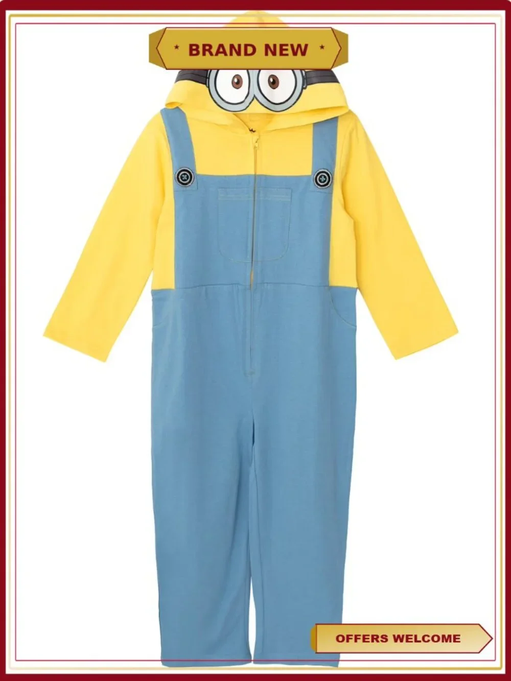 Despicable Me Minions Zip Up Costume Coverall Toddler to Big Kid Size 7-8